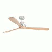 faro barcelona Ventilateur de plafond Lantau XL en acier nickel mat, pales en bois, moteur DC silencieux, 6 vitesses, télécommande, été-hiver 28�