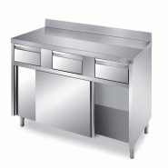ITALCONCEPT Meuble Bas Inox 150x600mm Adosse, 2 Portes Coulissantes - 3616350095985