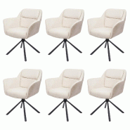 Mendler Lot de 6 chaises de salle à manger HWC-K33, chaise de cuisine, pivotante Auto-Position, tissu MVG ~ similicuir, crème - beige textile 3x89660