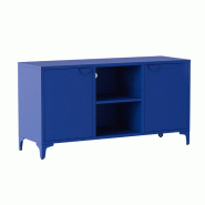 Oviala Business Buffet moderne 2 portes L120 cm en métal bleu foncé - bleu acier 113986