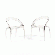 RATTATAN Lot de 2 chaises en polycarbonate transparent, solides, légères et empilables, design contemporain et raffiné, idéales pour salon, intér