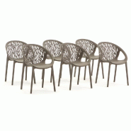 RATTATAN Set de 6 chaises en polypropylène avec fibre de verre empilables pour extérieur et jardin, bar, restaurant ou cuisine, design moderne - Lar