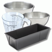 Set pâtisserie avec moule à cake extensible, 2 bols à mixer, verre mesureur et spatule Zenker - noir métal 3176239937473