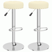 Tabourets de bar lot de 2 crème tissu Modèle Atlas Panorama Prime - 332973