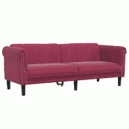 VidaXL Canapé à 3 places rouge bordeaux velours Modèle Belvionel - 372589