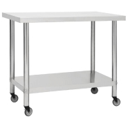 Vidaxl table de travail de cuisine avec roues 80x60x85 cm inox 51636