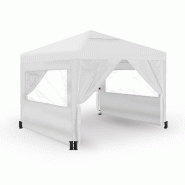 WASABI Tente Pliante 3x3m – 4 Parois Latérales – 4 Sacs de Sable, Sardines et Câbles de Fixation – Sac de Transport – Pergola Blanche en Nyl