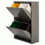 WellHome - Poubelle et recyclage Métallique à 4 compartiments de 68L (4x17L) de couleur Gris brillant - 60x25x92cm - gris WH13708