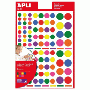 Apli Lot de 10 Etui de 624 gommettes Ronds, coloris assortis (6 feuilles / cdt) - 8410782129707
