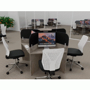 Bureau call center 5 places forme marguerite avec cloisons acoustiques. - 5 places, chêne grisé, noir da023_0