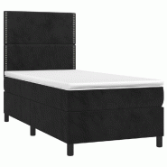 Décoshop26 - Cadre de lit LED avec sommier tête de lit matelas 100x200 cm tissu velours noir TDL0209327 - noir 3001714347761