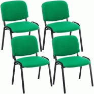 Décoshop26 - Lot de 4 chaises visiteur empilable zone d'attente en tissu vert piètement à 4 pieds en métal noir 10_0003193 - 3000251448948 Décoshop26 - Lot de 4 chaises visiteur empilable zone d'attente en tissu vert piètement à 4 pieds en métal noir 10_0003193 - 3000251448948