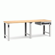 Établi plateau bois L.2500 mm avec bloc 1 tiroir NOVALP