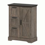 Helloshop26 - Armoire sur pied 60 x 30 x 80 cm avec 3 tiroirs pratiques style ferme en MDF gris 20_0017298 - gris métal 3000231791651