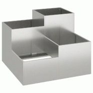 Helloshop26 - Cache-pot de jardin rectangulaire moderne 80 x 80 x 60 cm avec fond ouvert en acier inoxydable argent - vert inox 3000237231663