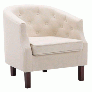Helloshop26 - Fauteuil chaise siège lounge design club sofa salon avec revêtement en tissu cm beige 1102152/3 - beige Bois massif 3000141182723