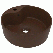 Helloshop26 - Lavabo avec trop-plein 36 x 13 cm marron foncé mat céramique 02_0002781 - marron 3000102841539 Helloshop26 - Lavabo avec trop-plein 36 x 13 cm marron foncé mat céramique 02_0002781 - marron 3000102841539