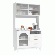 Merax Vitrine 100.5 x 40 x 178 cm, buffet blanc avec façade acrylique, prises, USB-A et USB-C, meuble haut - blanc multi-matériau N634D0053W