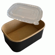 NOVABOWL Combo Saladier Pokebowl Rectangulaire Noir 173x121x62mm 650ml   - Spécial Plat Froid & Anti-buée - Ingraissable - Lot de 900 - noir en cart