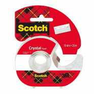 Ruban adhésif transparent Scotch Crystal - 25m x 19mm - haute transparence, sans solvant