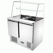 Saladette professionnel 2 portes positive statique avec vitre droit... - PTHS900VG