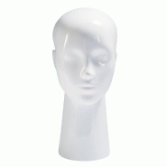 Tête femme à poser blanc laqué - Fibre de verre - Idéale pour écharpes, foulards et minerves