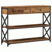 Table Console avec tiroir Bois ancien 100 x 28 x 75 cm Modèle Aero Cuisine - 863527