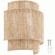 TecTake GmbH tectake Applique murale LIGNEA LUX en jute de style bohème 40W  Marron Naturel - marron multi-matériau 406074
