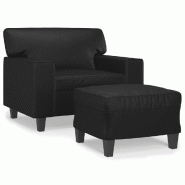 VidaXL Fauteuil avec repose-pied Noir 60 cm Similicuir Modèle Orion Office Urban - 3201159
