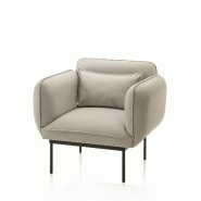 AQA Design Fauteuil VELOUR en tissu gris clair L.90 P.82 H.81,5 MP03130 - gris polyester MP03130