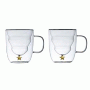 Aulica Tasses double paroi étoile dorée 250ml - lot de 2 - transparent 237201 Aulica Tasses double paroi étoile dorée 250ml - lot de 2 - transparent 237201