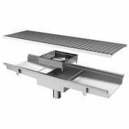 Caniveau avec caillebotis, sortie verticale ø 63 mm et filtre carré, 1600x300x150 mm - VIRTUS - 0615402606455