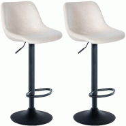 Décoshop26 - Lot de 2 tabourets de bar rotation à 360°en velours crème pieds en trompette métal noir 10_0006764 - beige métal 3000265752888