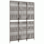 Décoshop26 - Paravent séparateur de pièce cloison 3 panneaux en résine tressée et acier marron DEC030795 - marron 3000258120205