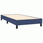 Décoshop26 - Sommier à lattes sur pieds cadre de lit 90x200 cm tissu bleu TDL0207318 - bleu 3001184488001