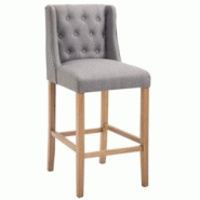 Décoshop26 - Tabouret de bar style classique en tissu gris clair dossier capitonné et pieds en bois clair 10_0000823 - gris 3000732769609 Décoshop26 - Tabouret de bar style classique en tissu gris clair dossier capitonné et pieds en bois clair 10_0000823 - gris 3000732769609
