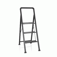Échelle pliante SOLID W6 Acier / Aluminium noir avec poignée 3 niveaux hjh OFFICE - noir aluminium 801206