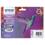Epson T0807 'Colibri' Cartouche d'encre originale Claria Pack 6 couleurs (C13T08074011) - Noir, Cyan, Magenta, Jaune, Cyan clair, Magenta clair Epson T0807 'Colibri' Cartouche d'encre originale Claria Pack 6 couleurs (C13T08074011) - Noir, Cyan, Magenta, Jaune, Cyan clair, Magenta clair