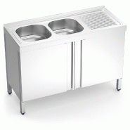 FRICOSMOS Evier à portes battantes 2C,ED 1200x500x850 mm. Dimensions cuve 340x370x150 mm. - inox 051236OST
