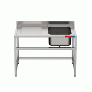 Gasfrit – Évier industriel en acier inoxydable, 1 cuve et 1 égouttoir, 1200 × 600 × 850 + 100 mm - inox g111