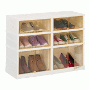 Helloshop26 - Armoire à chaussures pliable avec roulettes rangement pratique 66,5 x 86,5 x 34,5 cm en plastique blanc 13_0016389 - blanc 3000248385553