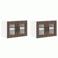 Helloshop26 - Lot de 2 armoires murales de cuisine 60 x 31 x 40 cm design moderne pratique rangement en bois d'ingénierie chêne brun 02_0053999 - Bo