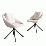 Merax Chaise de salle à manger (pivotante à 360°, lot de 2), chaises pivotantes rembourrées avec coussin de dossier, chaise de salon, velours, bei