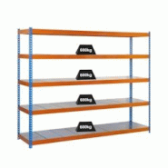 PROREGAL Étagère pour charges lourdes METAL BEAST FIVE | HxLxP 200x150x60cm | Charge du compartiment 600kg | Bleu-orange - gris métal PR_RS18-04 PROREGAL Étagère pour charges lourdes METAL BEAST FIVE | HxLxP 200x150x60cm | Charge du compartiment 600kg | Bleu-orange - gris métal PR_RS18-04