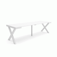 SKRAUT HOME Table console extensible, 260, Pour 12 personnes, Pieds bois massif, Blanc - blanc Bois manufacturé 369_49