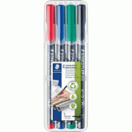 Staedtler 311 WP4 marqueur Black,Blue,Green,Red 4 pc(s) - Marqueurs (Black,Blue,Green,Red, Grey, Polypropylene, 0.4 mm, 4 pc(s)) - multicolore 311 WP4