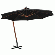 VidaXL Parasol de jardin suspendu avec mât noir bois de sapin massif Modèle Atlas Concept Pro - noir 313772
