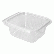 Barquette avec couvercle attenant en PLA 500ml 13,5x12,5x5,6cm par 600