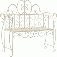 CLP Banc de jardin Minna Métal HBT: 94x128x46 cm Crème antique - beige métal 11362593