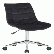 Décoshop26 - Chaise de bureau en velours noir sur roulettes design moderne hauteur réglable BUR10600 - noir 3000503169607